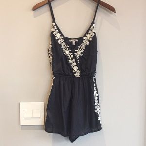 Blue Embellished Romper Adjustable Straps - XS
